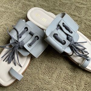 Women’s Gray Tassel Slide Sandals